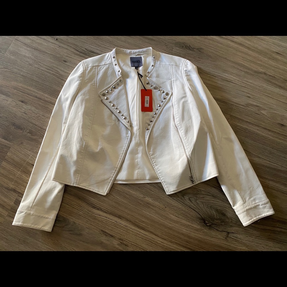 Forenza White Studded Leather Jacket